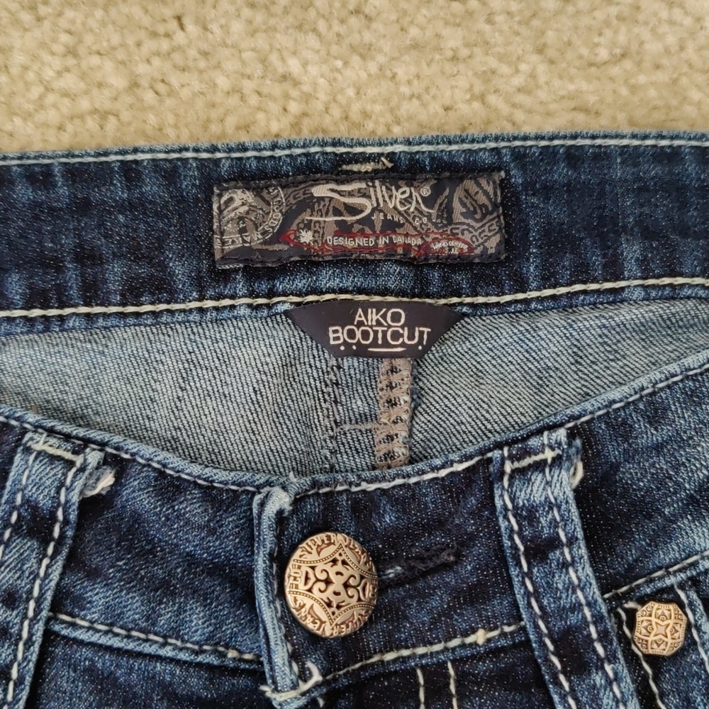 Silver Jeans Aiko Bootcut Women's Blue Denim Low Rise Workwear Y2K Vintage Chic - Picture 8 of 14